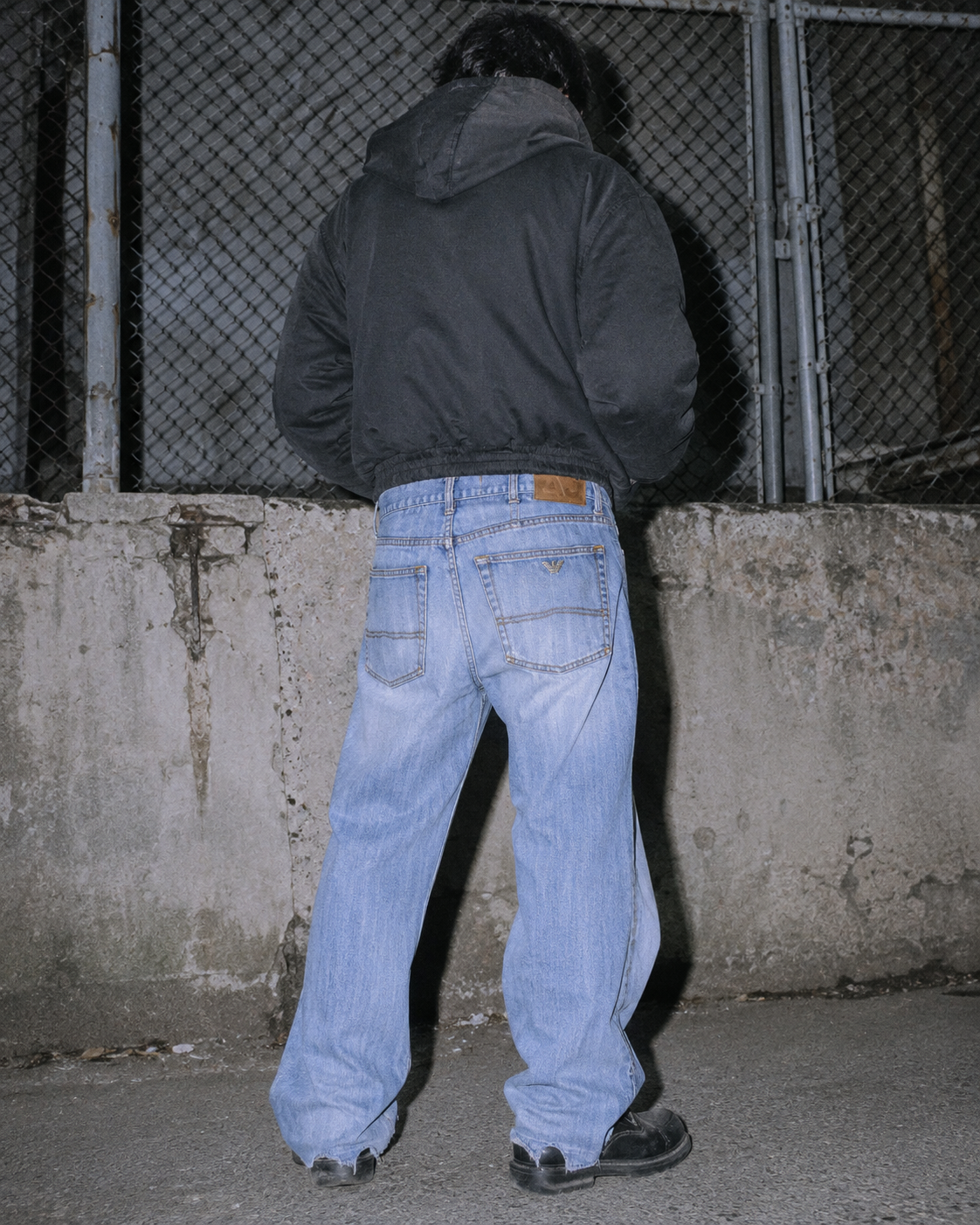 Armani Jeans Archive Metal Eagle "AJ" Denim Pants - Light Blue Washed / Distressed Vintage Y2K