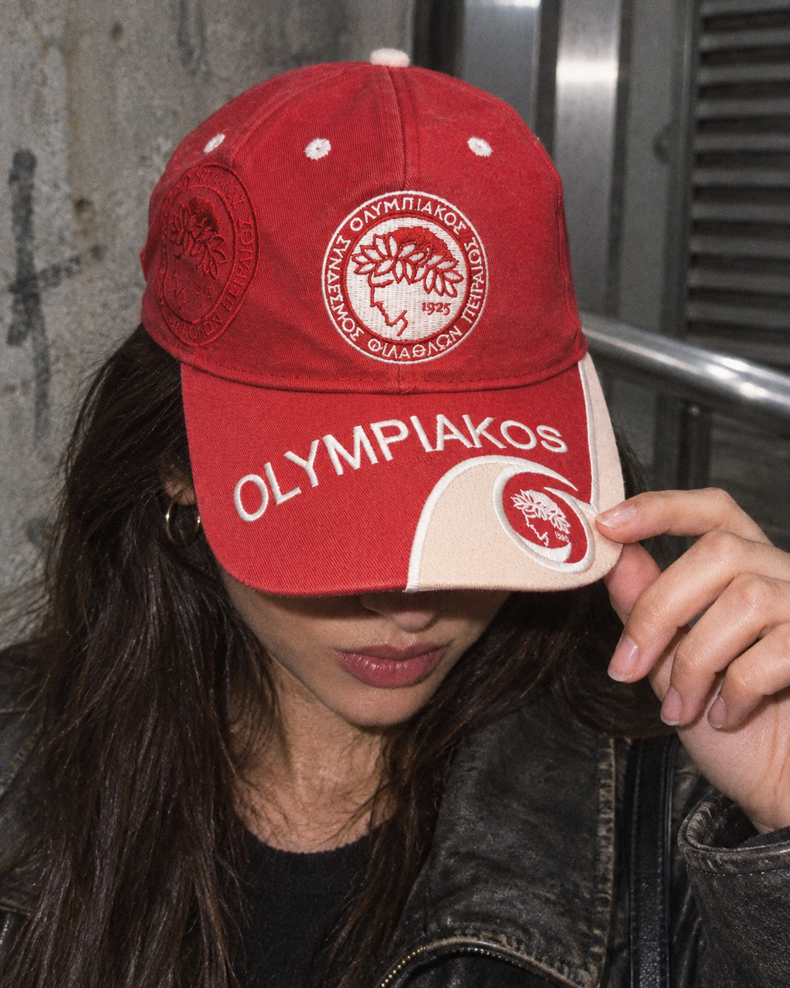 Vintage Olympiakos Piraeus Gate 7 Embroidered Cap - Red/White