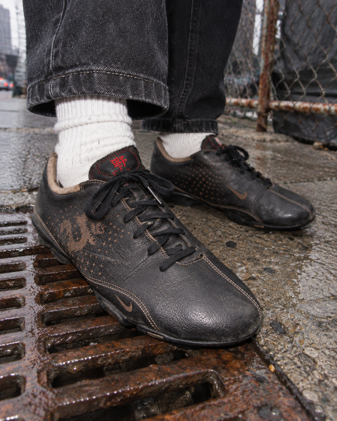 Nike Vintage Y2K "Dragon Tattoo" Leather Sneakers - Dark Brown / Bronze