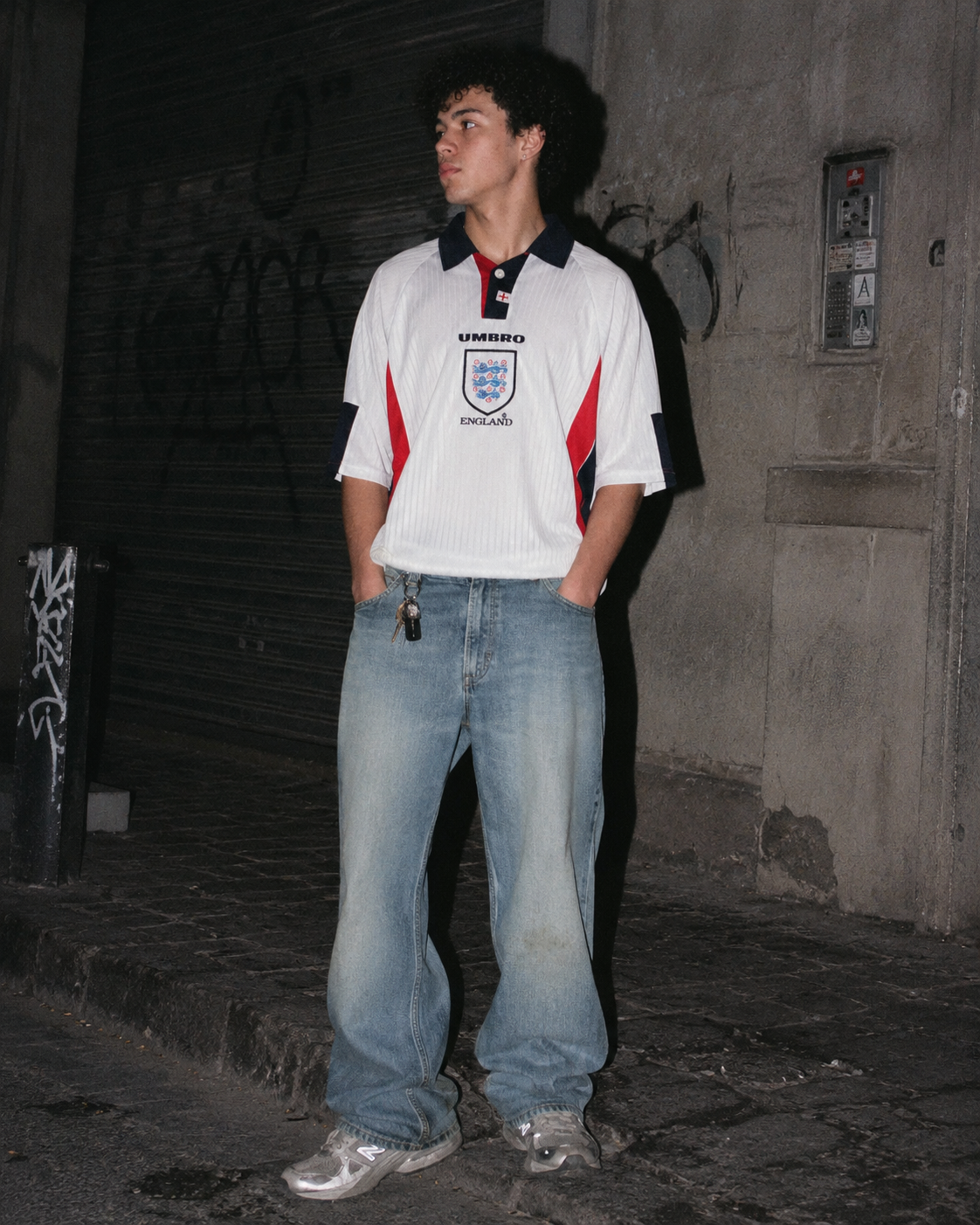 Vintage Umbro 1998 England National Team Football Jersey - White/Navy/Red