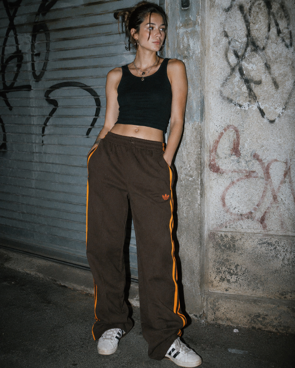 Adidas Vintage Y2K 3-Stripes Trackpants - Brown / Orange