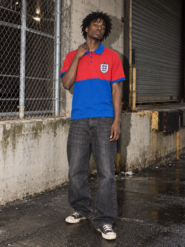 England Football Three Lions Retro Polo - Red/Blue Block Color