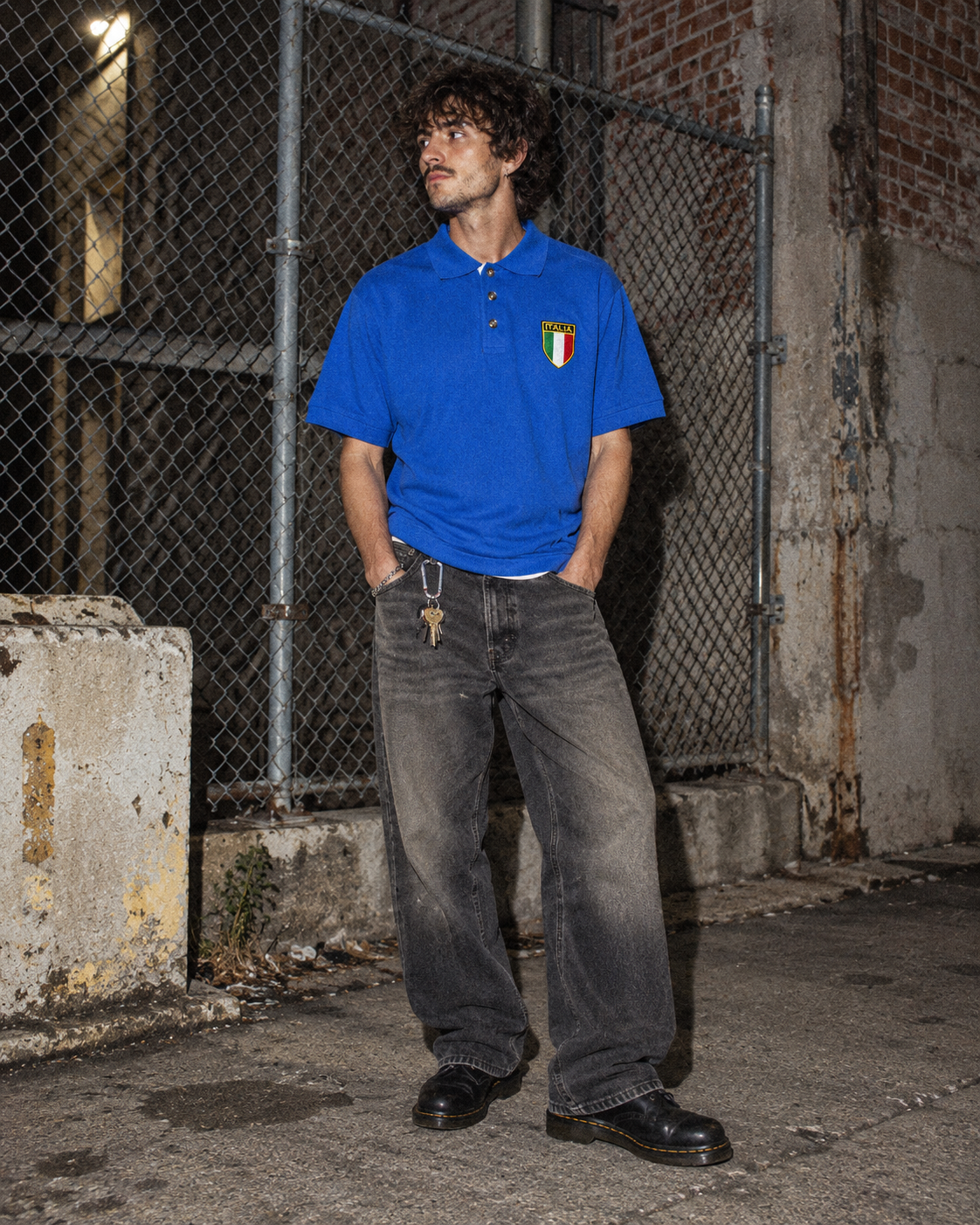 Vintage A.B.M. Italia Football Patch Polo Shirt - Royal Blue