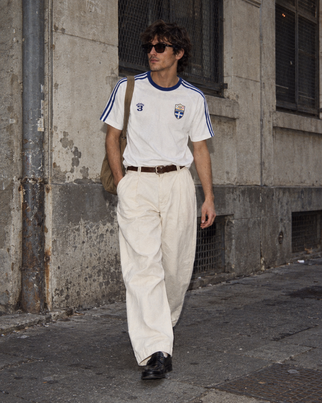 Adidas Greece Olympic Team "Hellas 3" Tee - White / Royal Blue