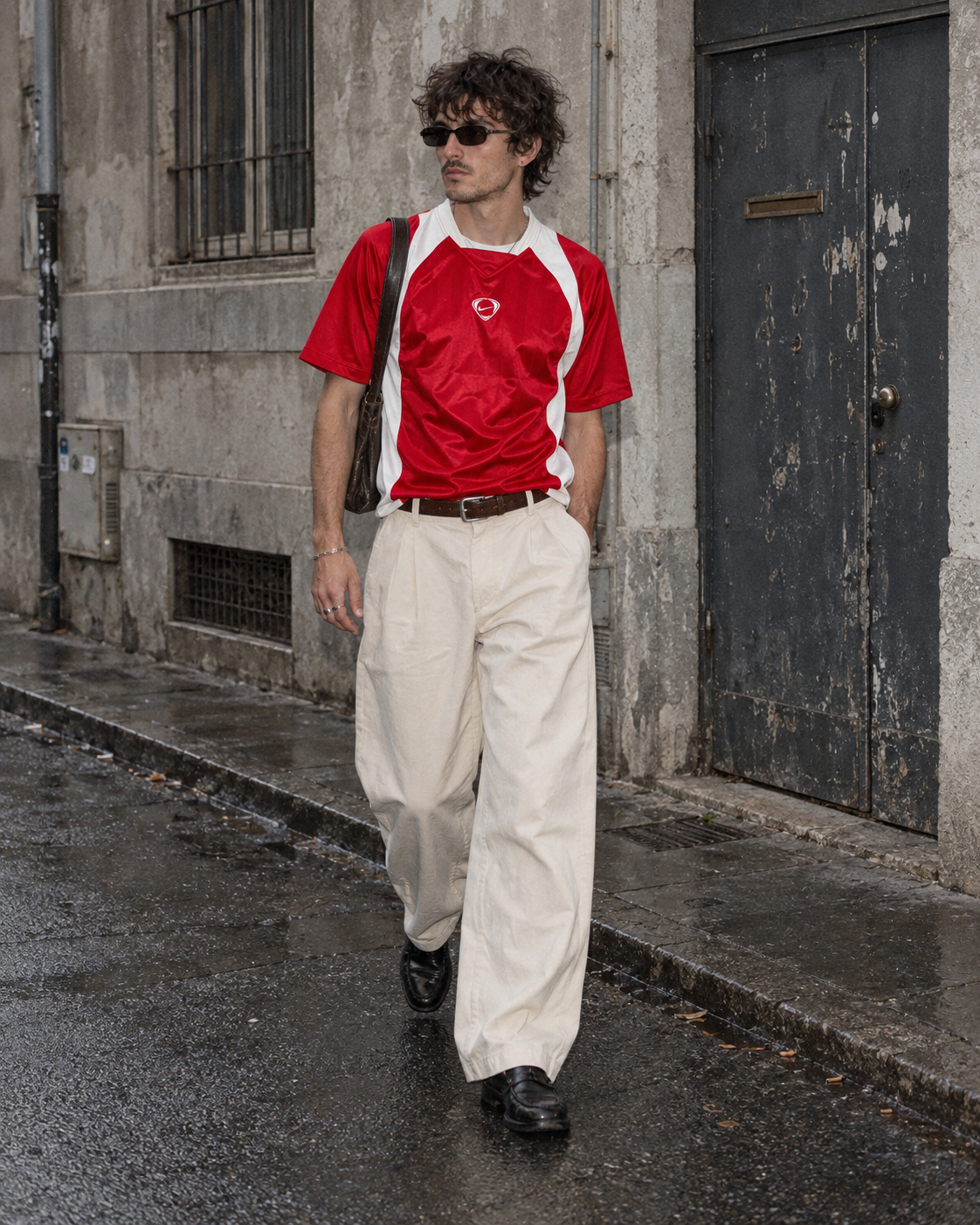 Vintage Nike Total 90 "Center Swoosh" Jersey - Red / White