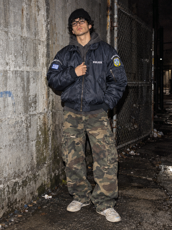 Vintage Greek Police "Hellenic Police" Flight Jacket - Navy Blue