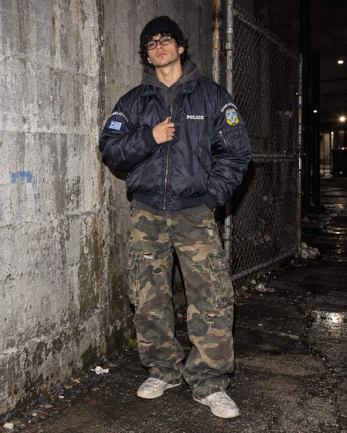 Vintage Greek Police "Hellenic Police" Flight Jacket - Navy Blue