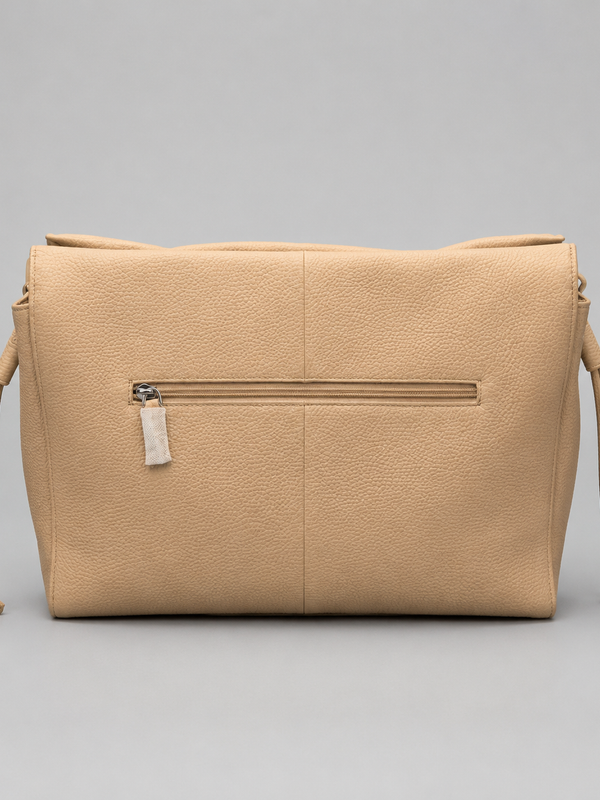 Indian Cobbler "Beige Leather" Slouchy Hobo Shoulder Bag - Clean Minimalist Y2K Vibe