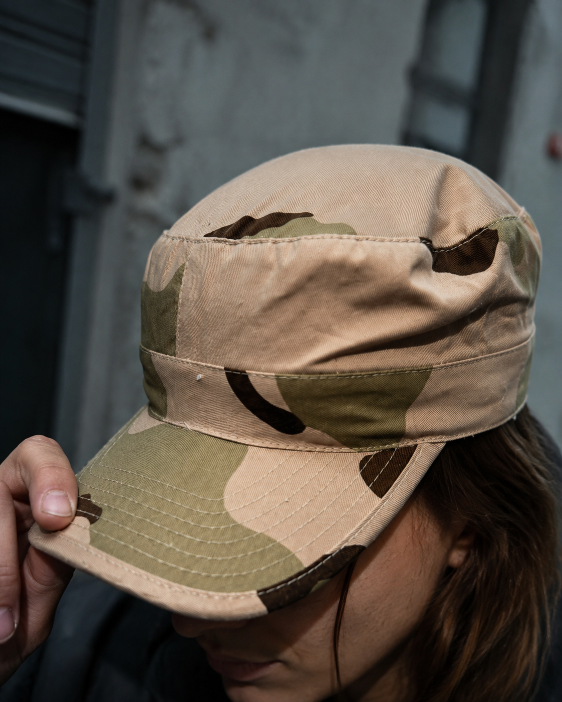 Vintage Military Y2K "Desert Storm" Tactical Army Patrol Cap - Sand Camo