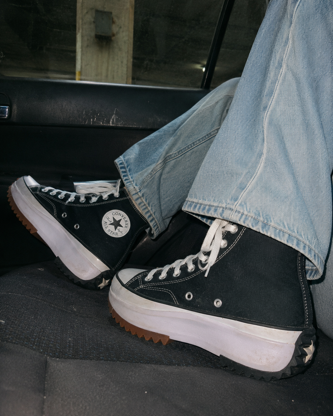 Converse Run Star Hike High Top Platform Sneaker - Black & White / Y2K Core
