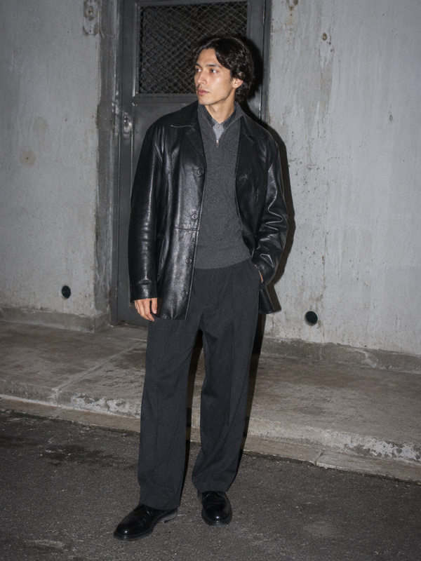 Man's World 90s Matrix Style Leather Blazer Jacket - All Black / Office Core