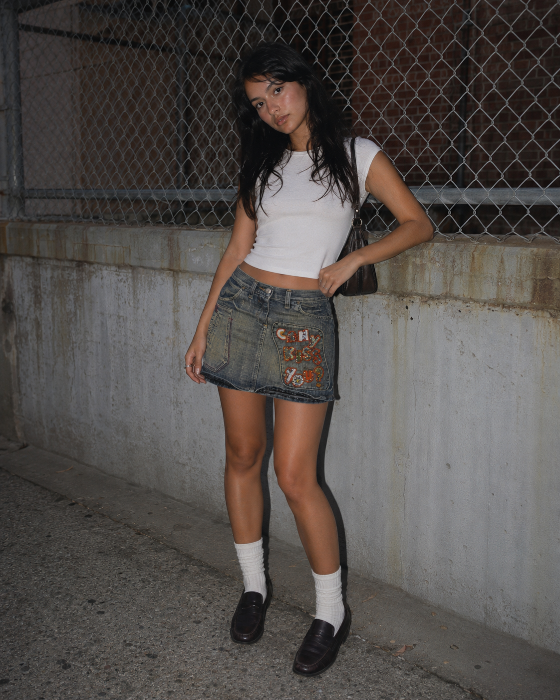 Sissy Missy "Can I Kiss You?" Lace-Up Denim Mini Skirt – Sand Wash / Y2K Distressed