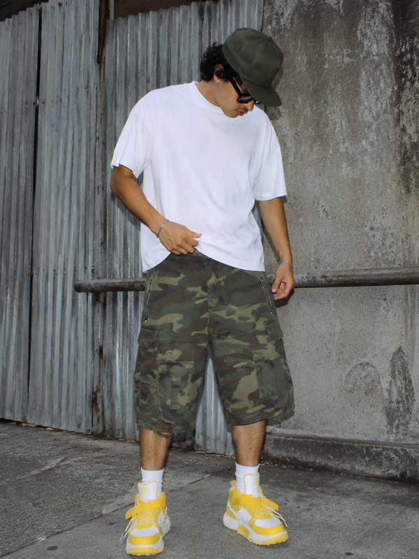 Trekking Basics Tactical Utility Multi-Pocket Cargo Shorts – Woodland Camo
