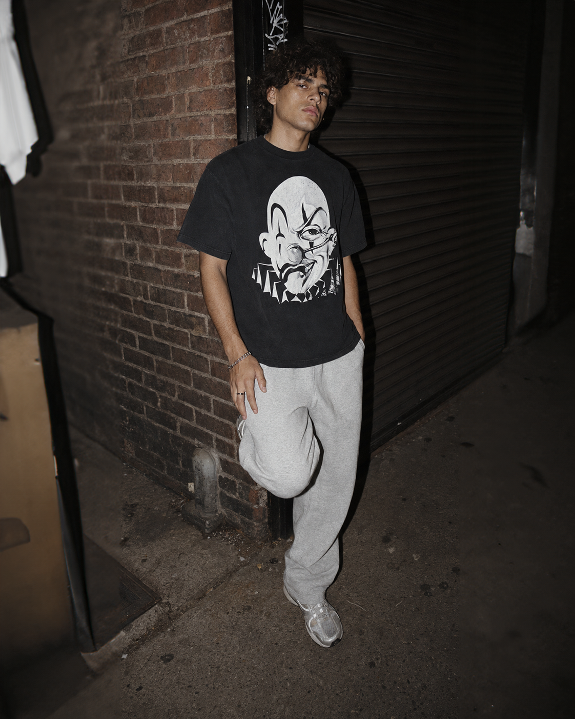 Joker Brand Y2K "Clown Face" Graphic Boxy Tee - Washed Black / Streetwear