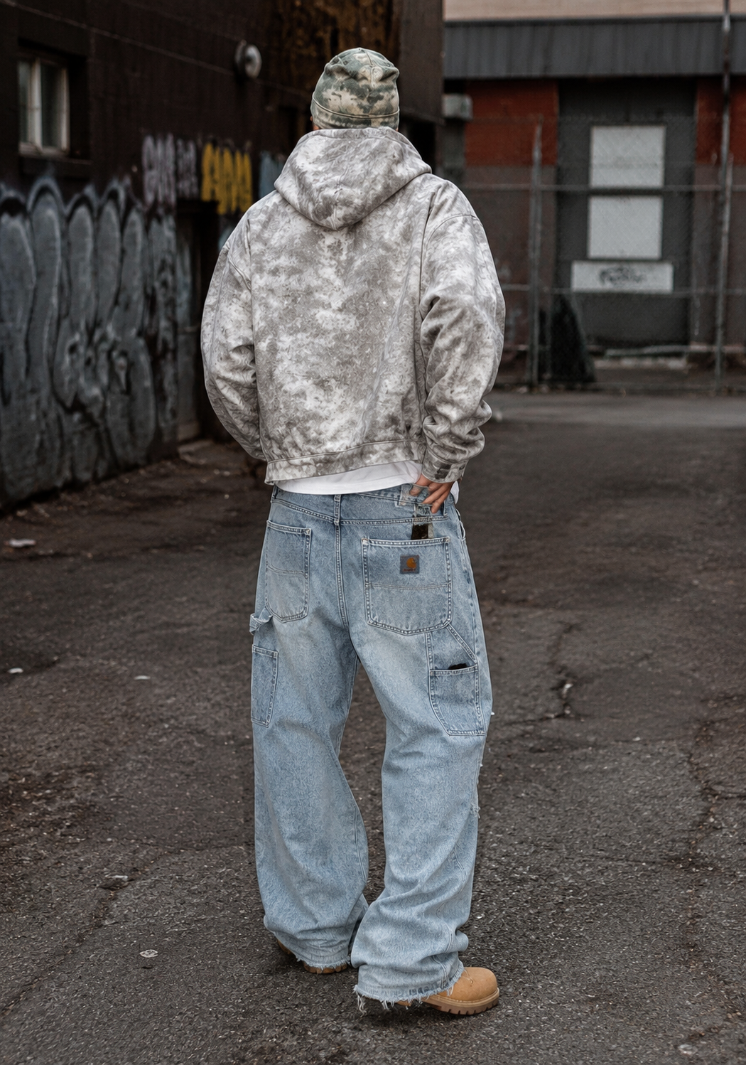 Carhartt Workwear Carpenter Denim Pants - Light Wash Faded Distressed Y2K