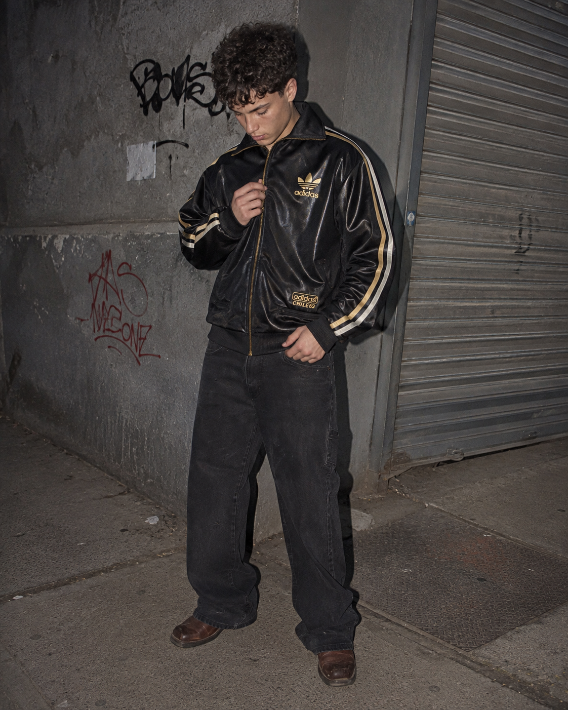 Adidas Chile 62 Vintage Wet-Look Trackjacket - Black & Gold