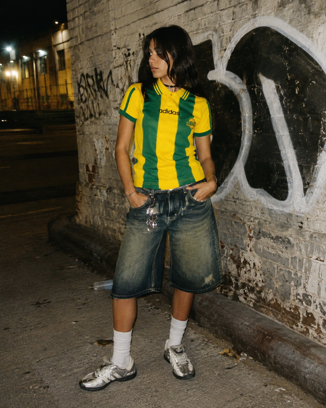 Adidas Vintage 90s FC Nantes (FCNA) Football Jersey / Trikot - Yellow / Green Stripe