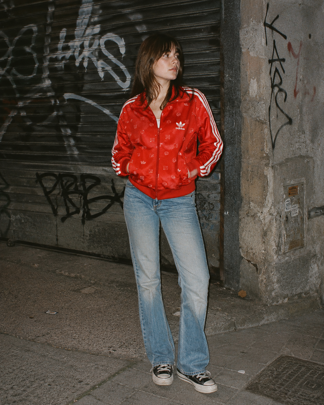 Adidas Monogram Logo Track Jacket - Bright Red / All-Over Print