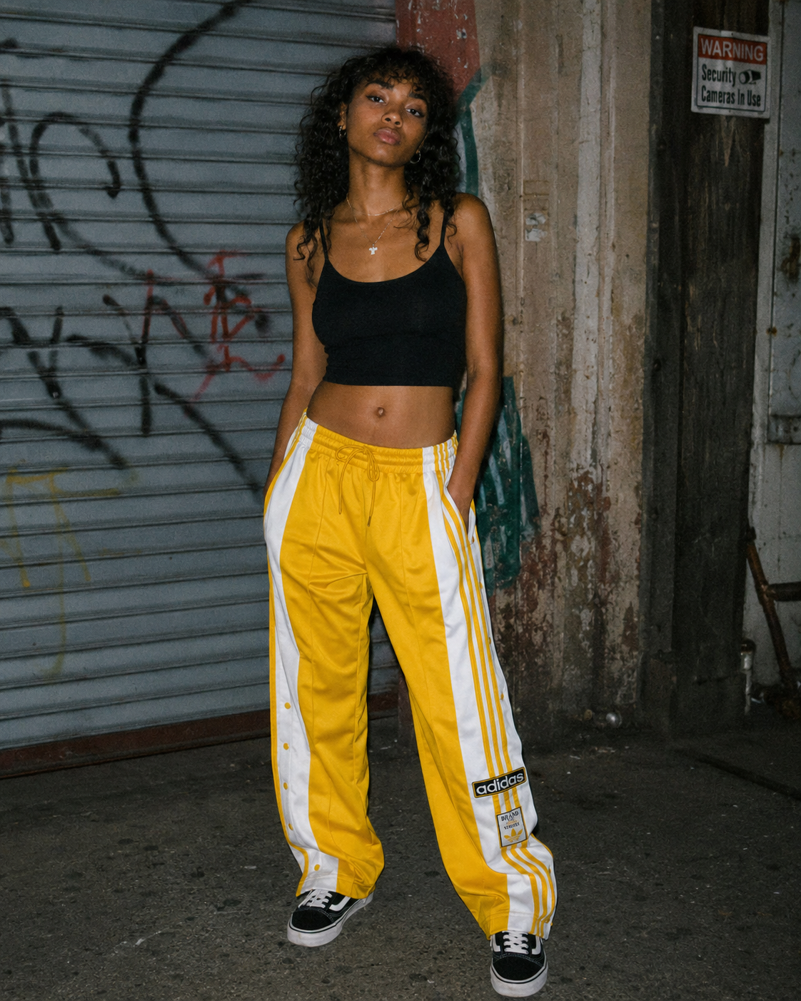 Adidas Vintage Adibreak "Popper" Trackpants – Bright Yellow / White