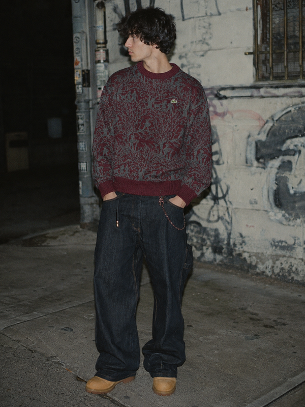 Chemise Lacoste Archive Pattern Knit Knitwear - Burgundy Grey