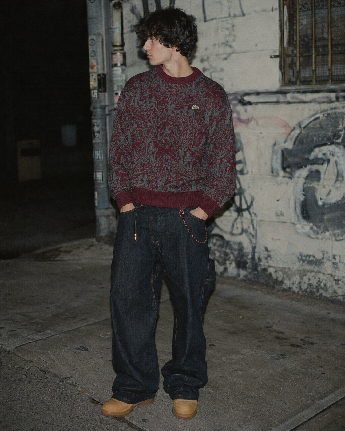 Chemise Lacoste Archive Pattern Knit Knitwear - Burgundy Grey