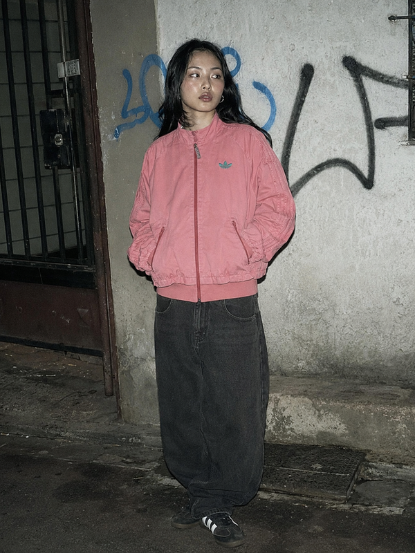 Adidas Vintage Track Jacket - Baby Pink Cyber Y2K Gorpcore