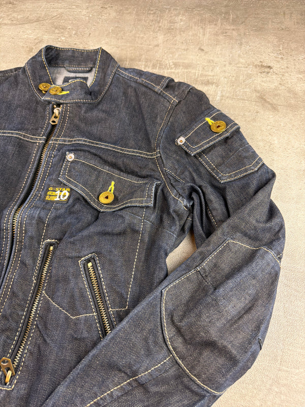 G-Star RAW Archive "96 Elwood" Moto Denim Jacket - Dark Wash Blue