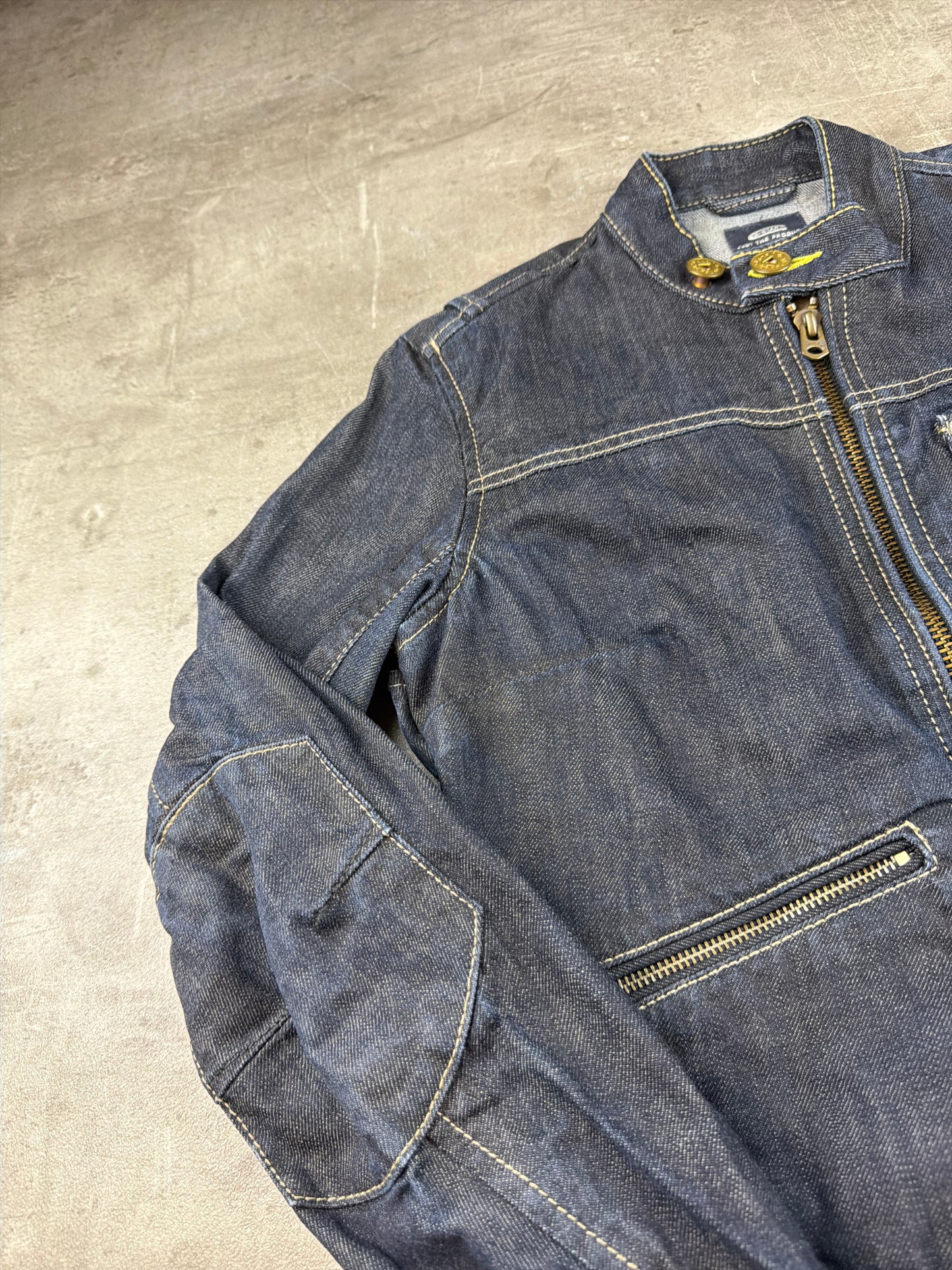G-Star RAW Archive "96 Elwood" Moto Denim Jacket - Dark Wash Blue