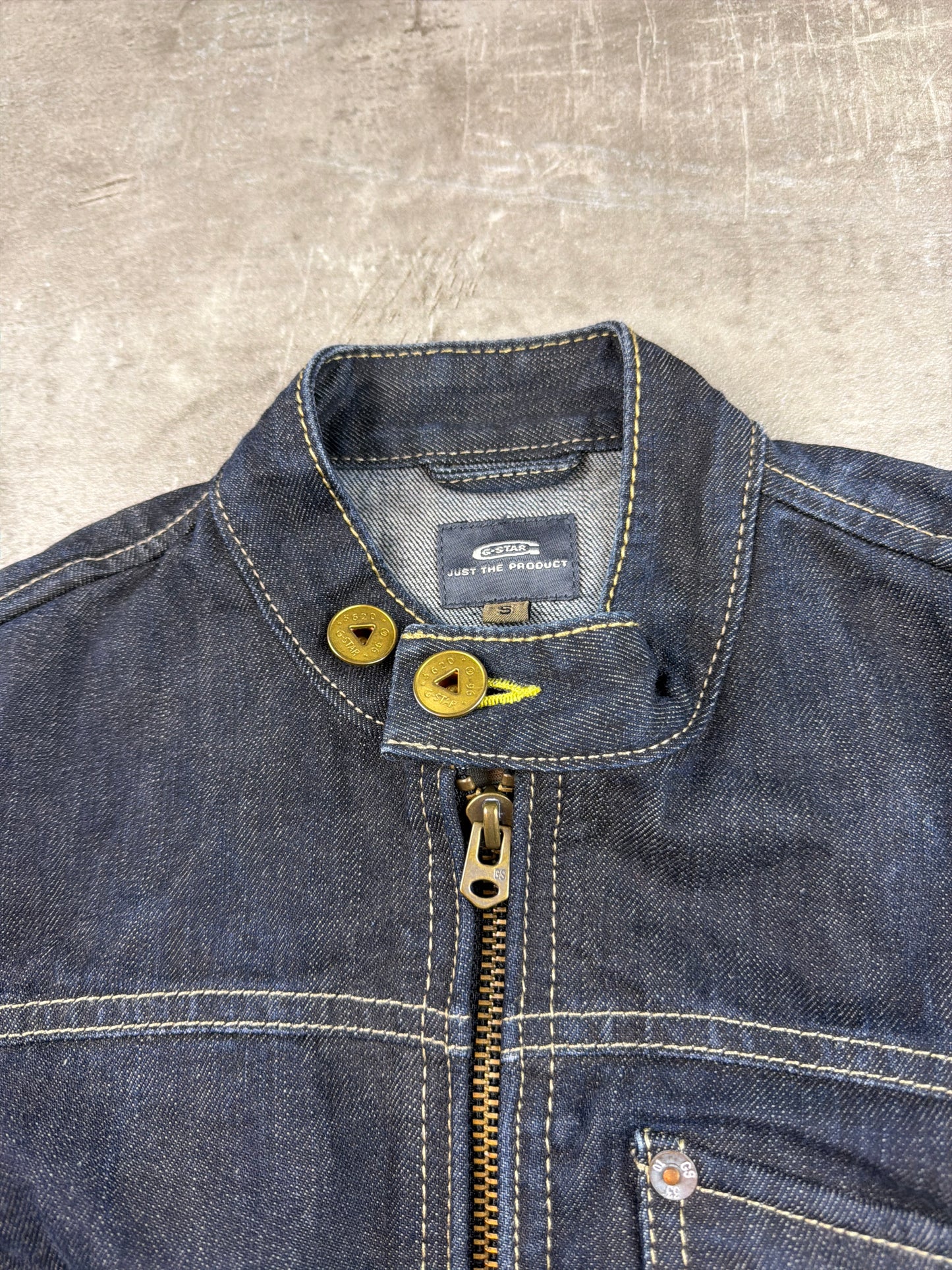 G-Star RAW Archive "96 Elwood" Moto Denim Jacket - Dark Wash Blue