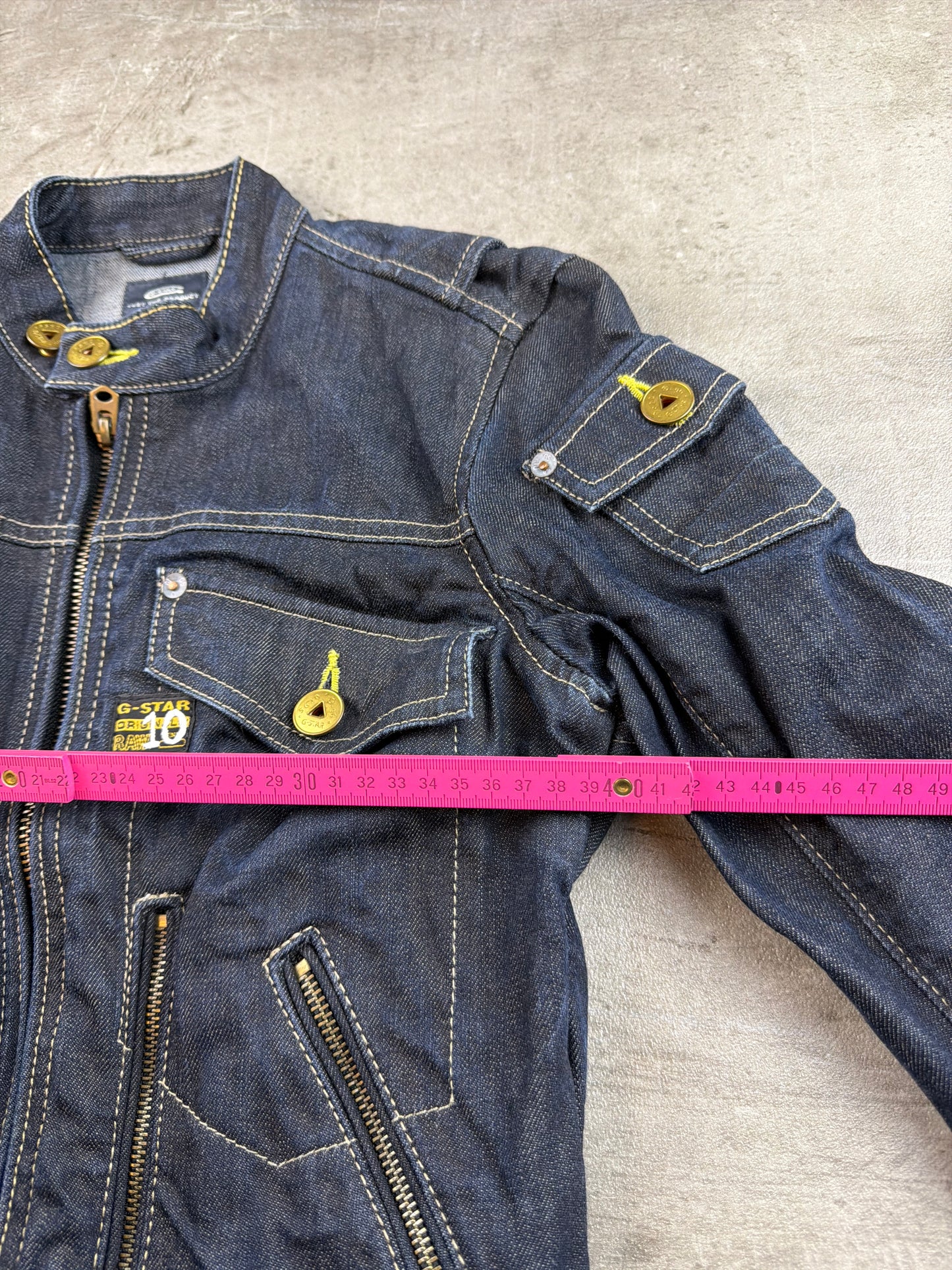 G-Star RAW Archive "96 Elwood" Moto Denim Jacket - Dark Wash Blue