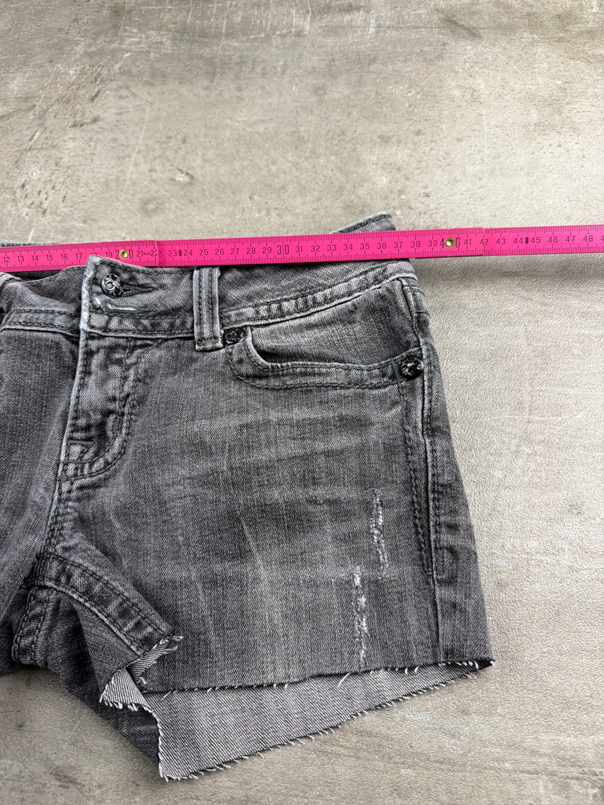 Miss Me Y2K Low Waist Denim Shorts - Grey/Washed Black