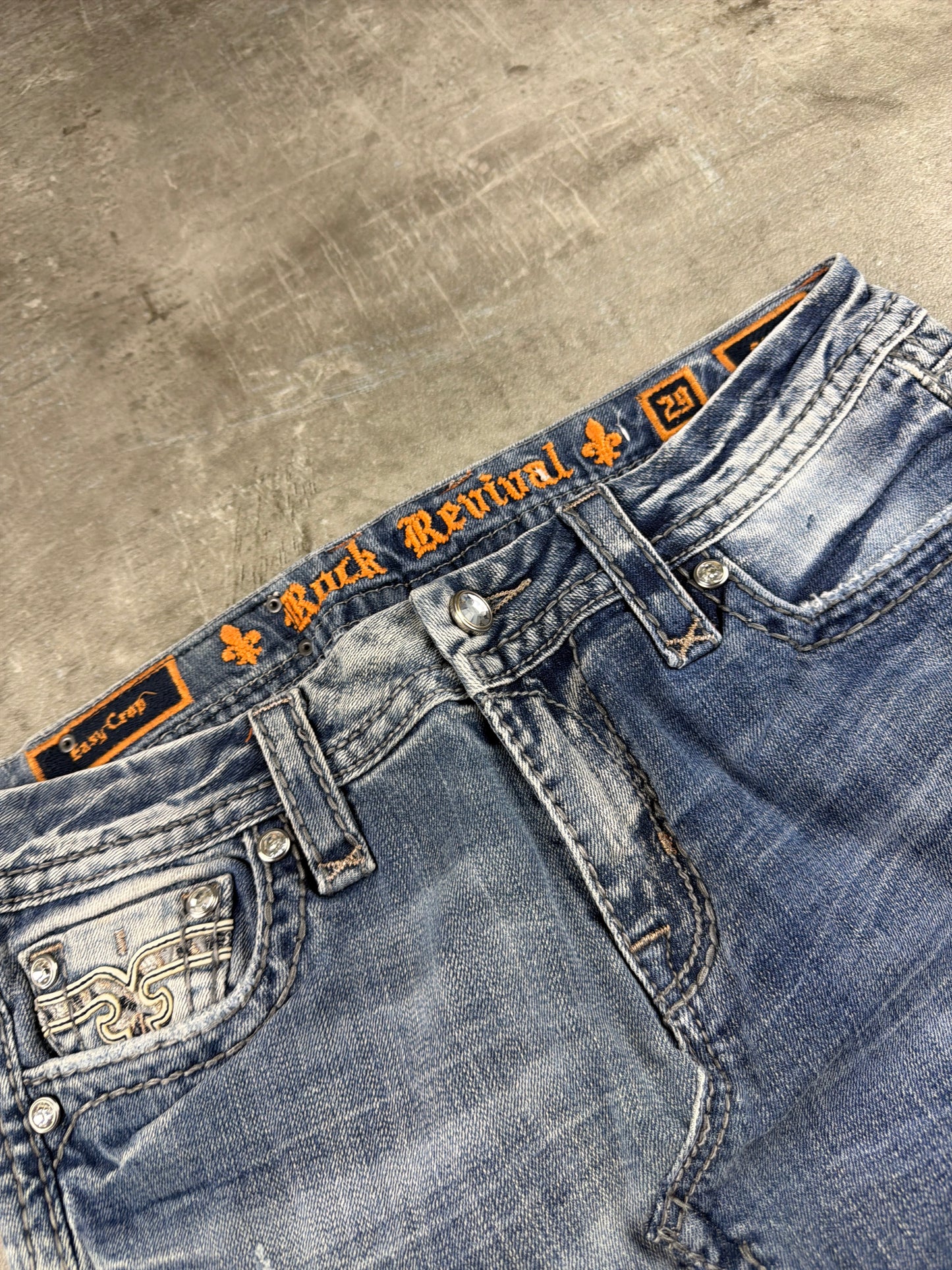 Rock Revival Y2K "Easy Crop" Embellished Denim Mini Skirt – Light Wash Blue