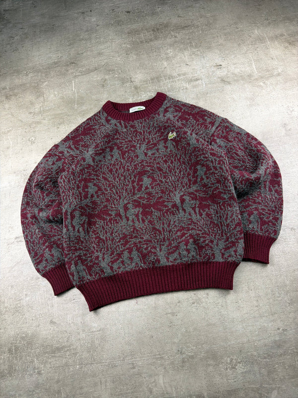Chemise Lacoste Archive Pattern Knit Knitwear - Burgundy Grey