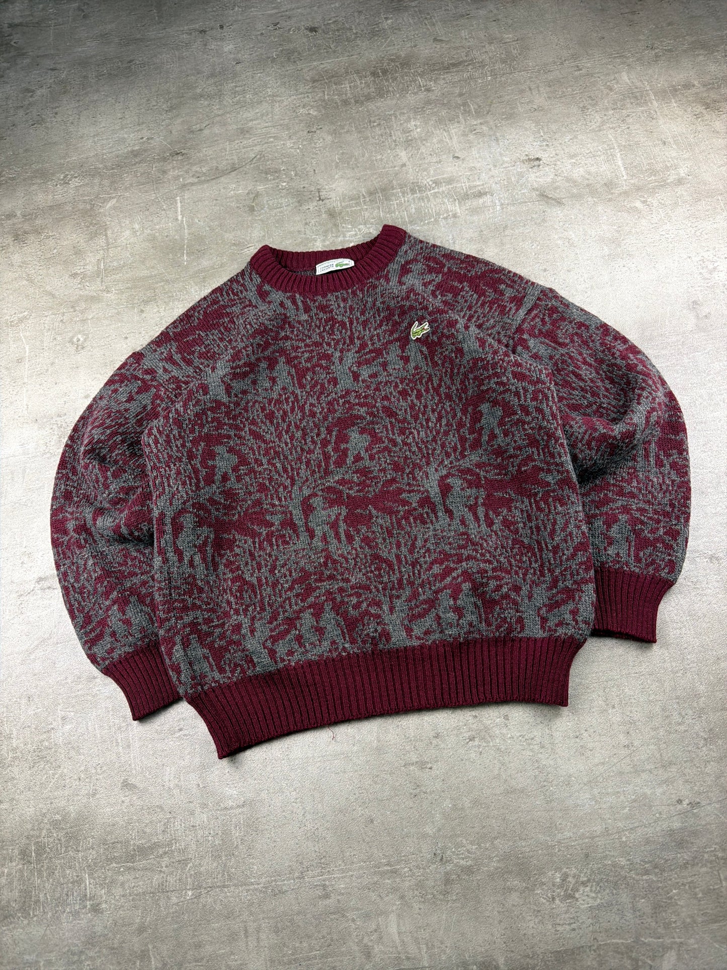 Chemise Lacoste Archive Pattern Knit Knitwear - Burgundy Grey