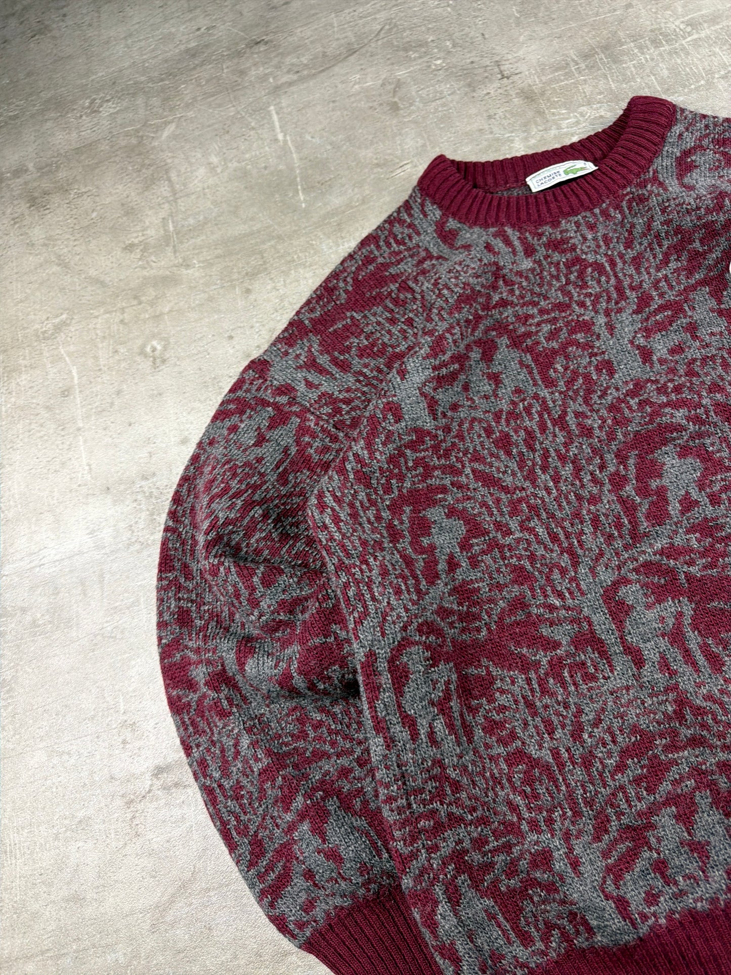 Chemise Lacoste Archive Pattern Knit Knitwear - Burgundy Grey