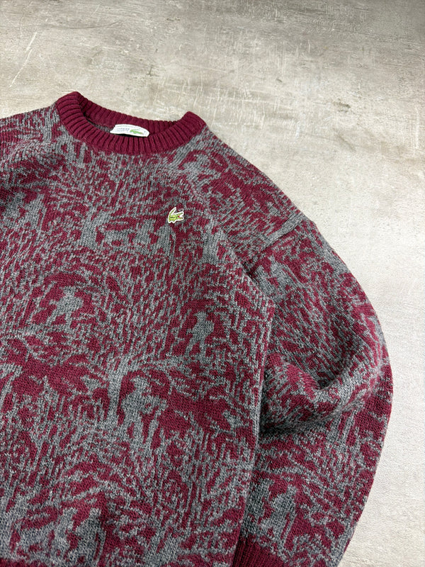 Chemise Lacoste Archive Pattern Knit Knitwear - Burgundy Grey