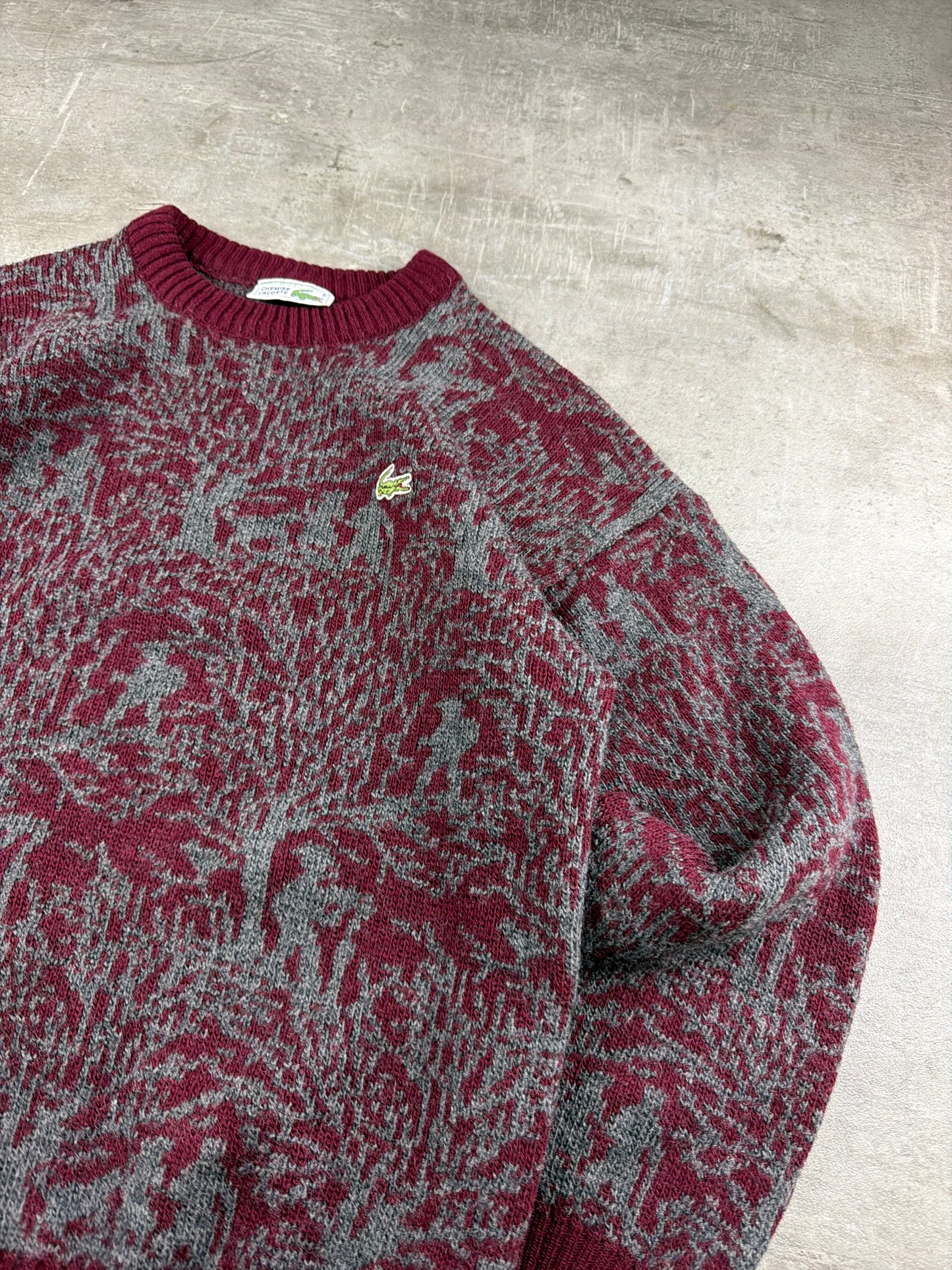 Chemise Lacoste Archive Pattern Knit Knitwear - Burgundy Grey