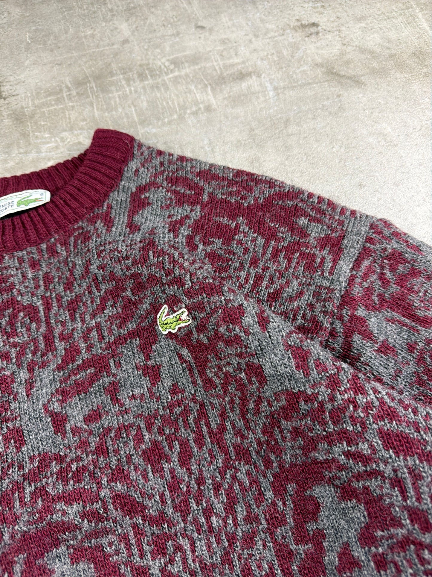 Chemise Lacoste Archive Pattern Knit Knitwear - Burgundy Grey