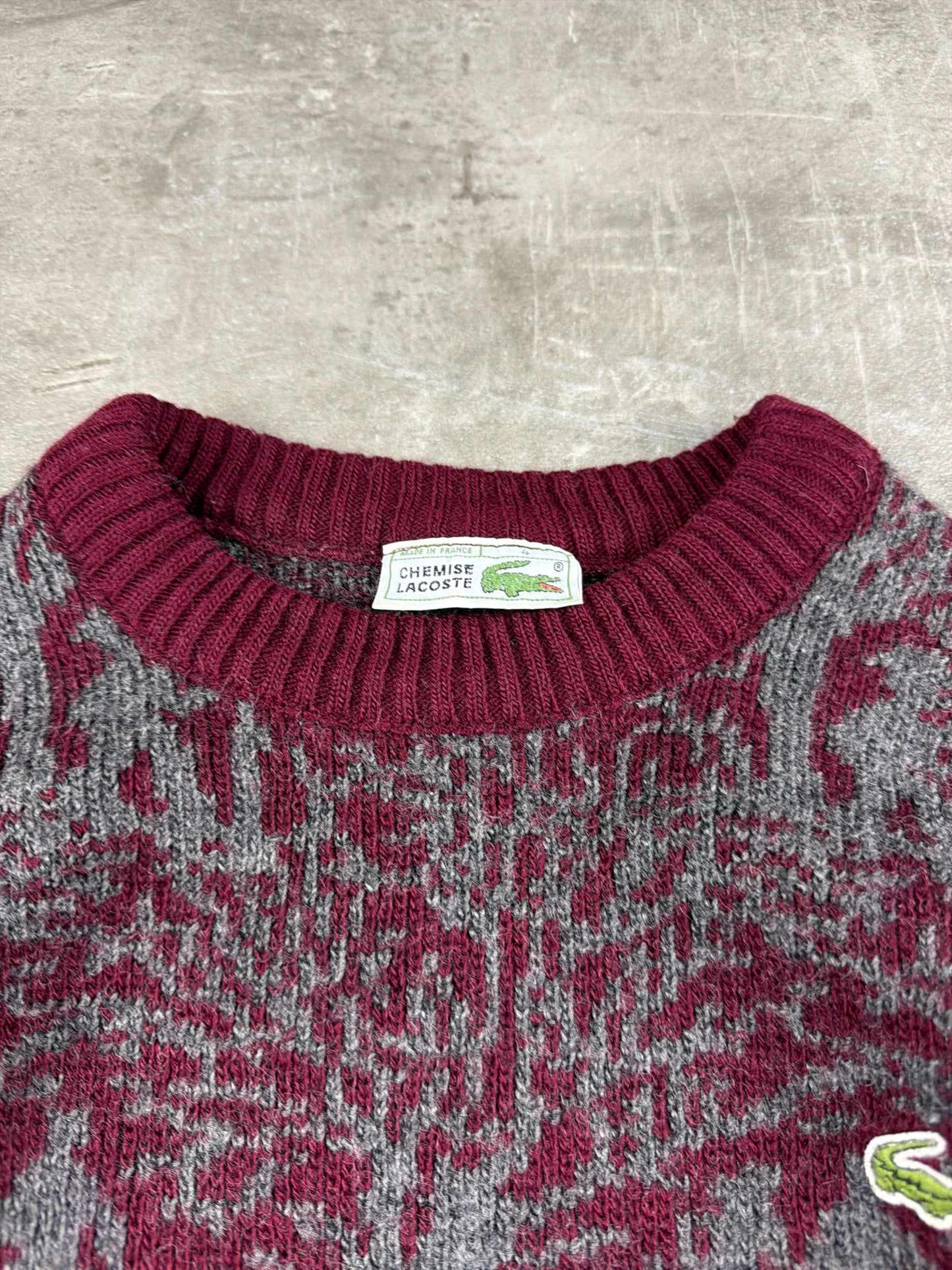 Chemise Lacoste Archive Pattern Knit Knitwear - Burgundy Grey