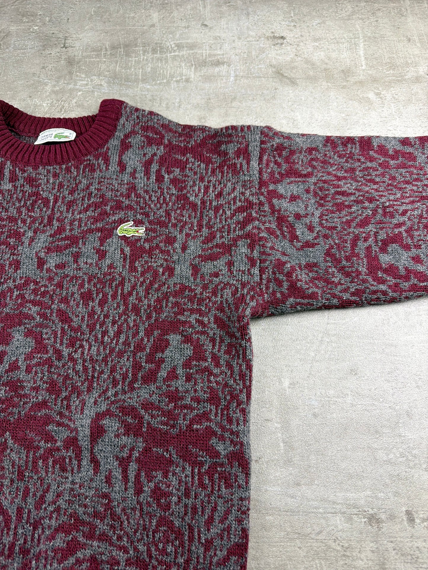 Chemise Lacoste Archive Pattern Knit Knitwear - Burgundy Grey