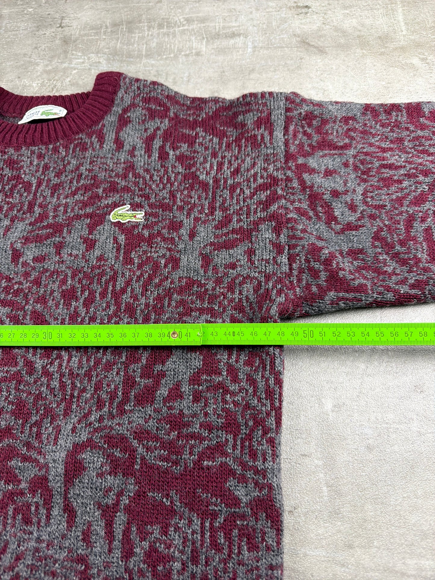 Chemise Lacoste Archive Pattern Knit Knitwear - Burgundy Grey