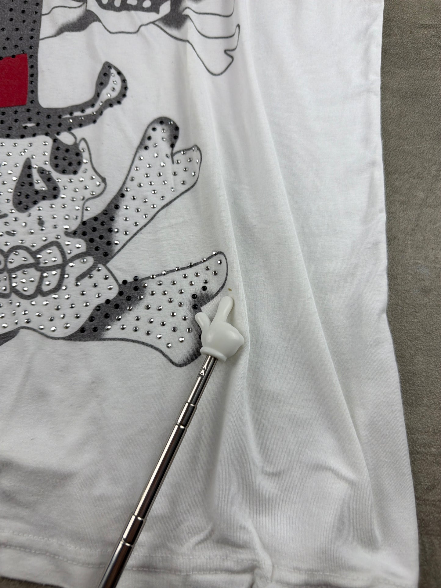 Ed Hardy by Christian Audigier "Born To Raise Hell" Rhinestone Skull Tee - Off-White / Graphic