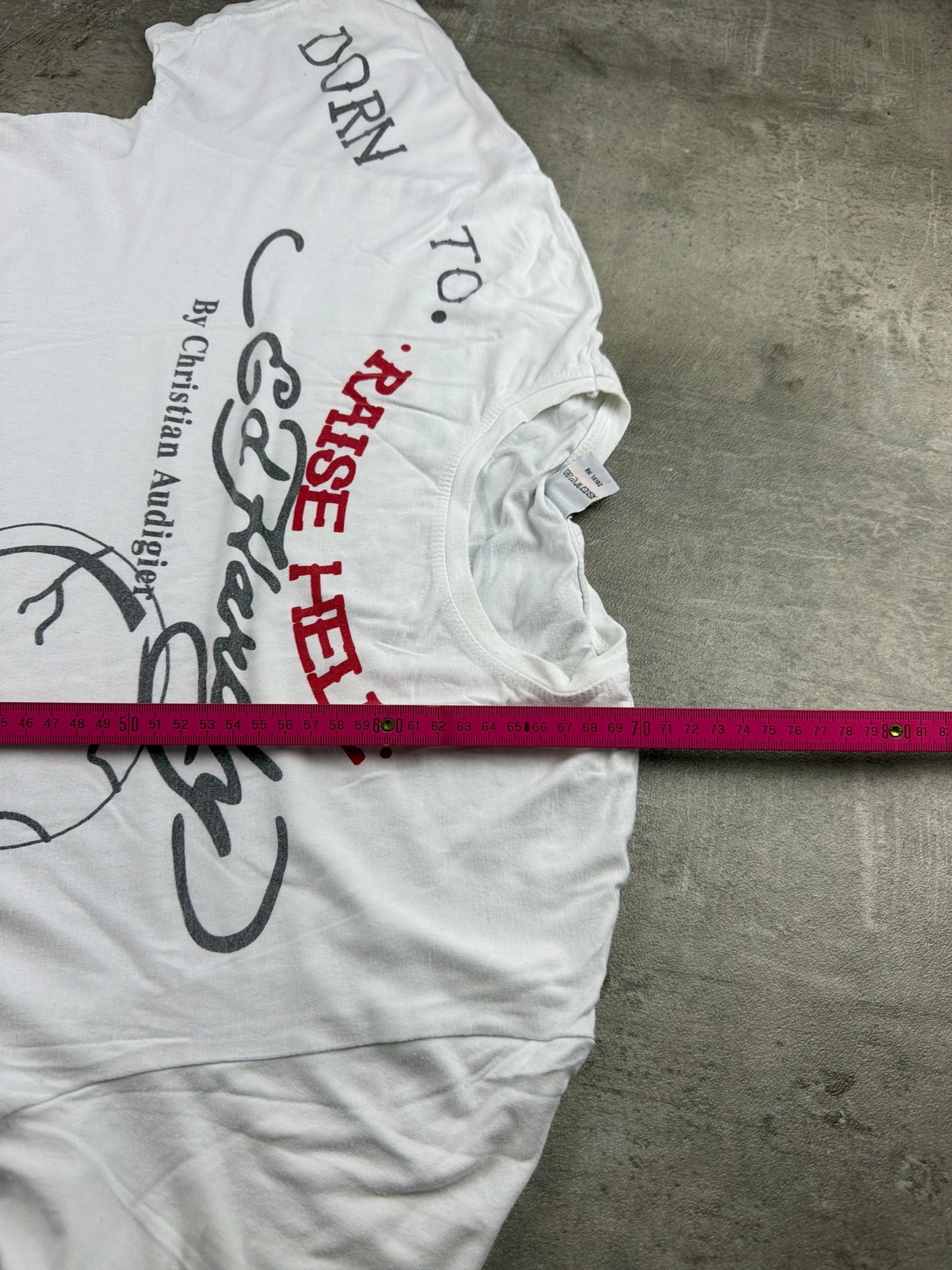 Ed Hardy by Christian Audigier "Born To Raise Hell" Rhinestone Skull Tee - Off-White / Graphic