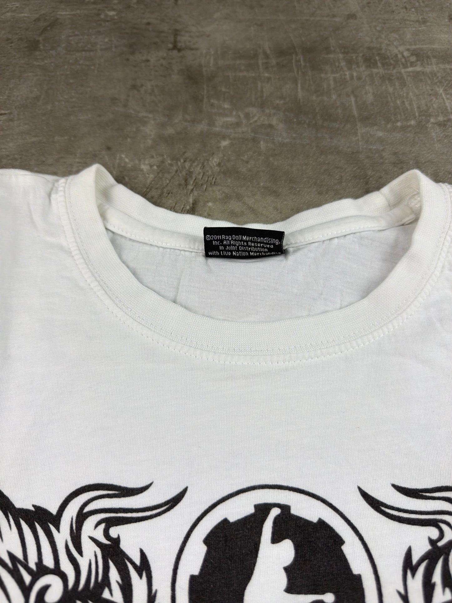 AC/DC Vintage "Black Ice" Graphic Tee - White / Silver Rhinestone