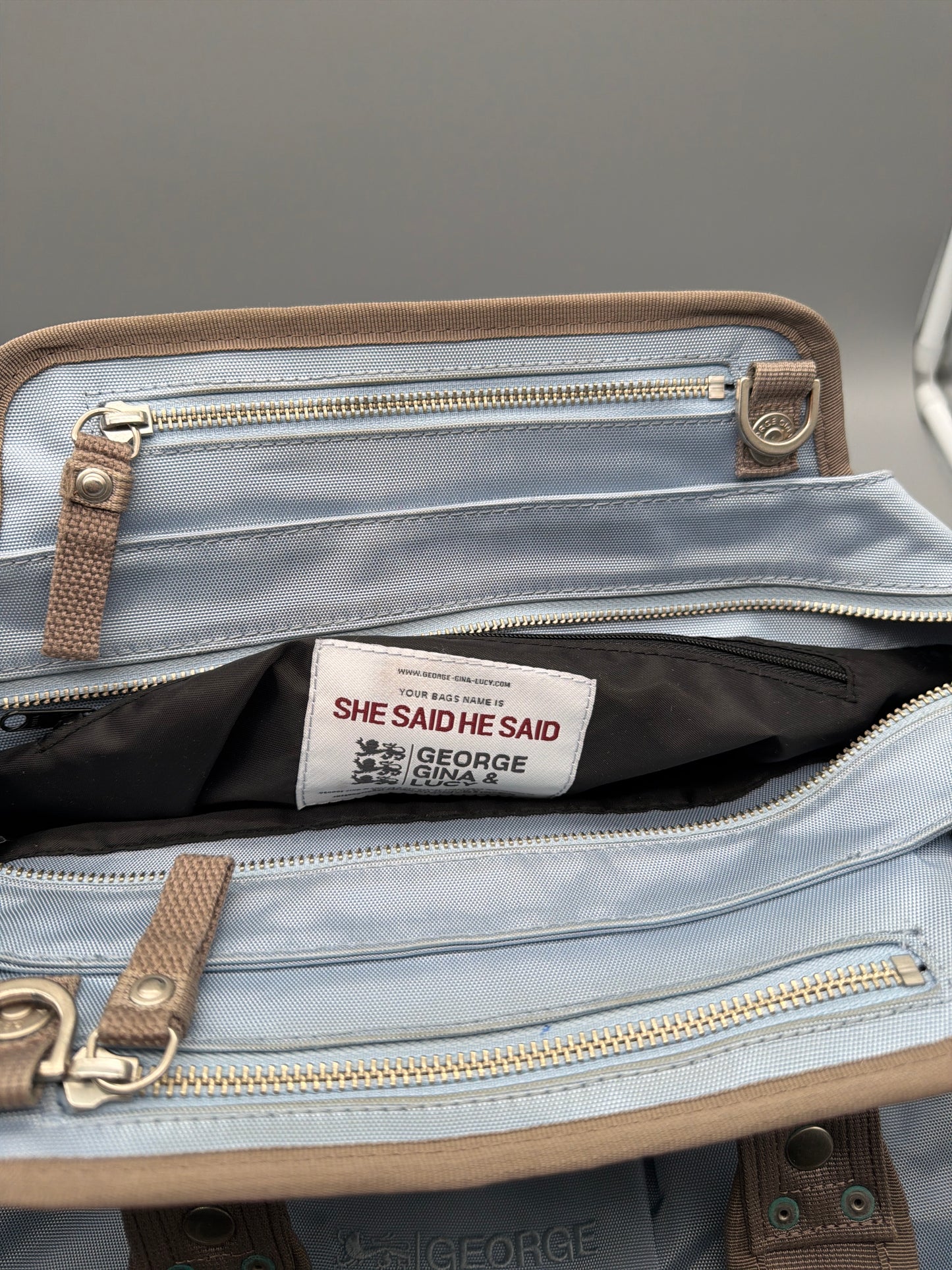 George Gina & Lucy "She Said He Said" Utility Bag - Baby Blue / Khaki