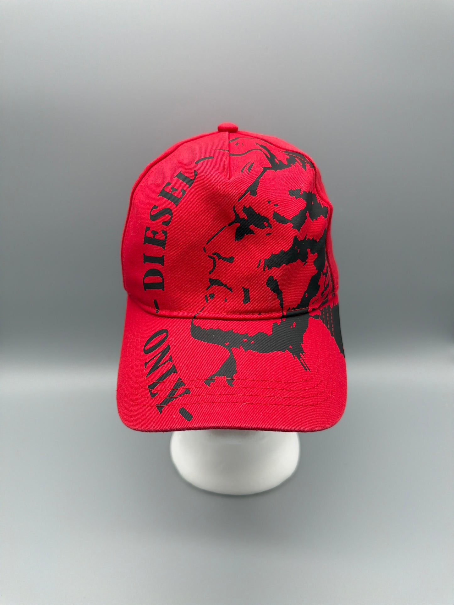 Diesel Graphic Graphic Print "Mohawk" Cap - Red / Y2K