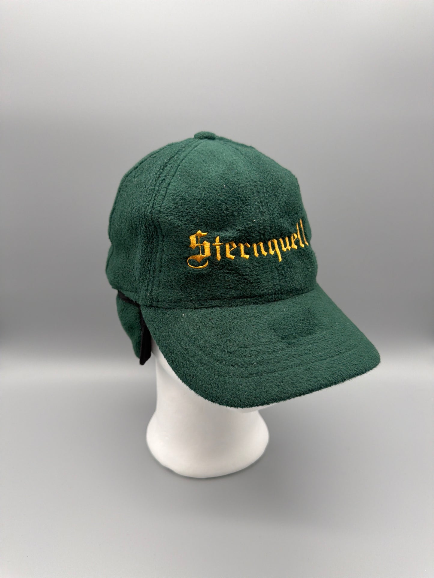 Vintage Sternquell Fleece Earflap Cap - Dark Green / Gold