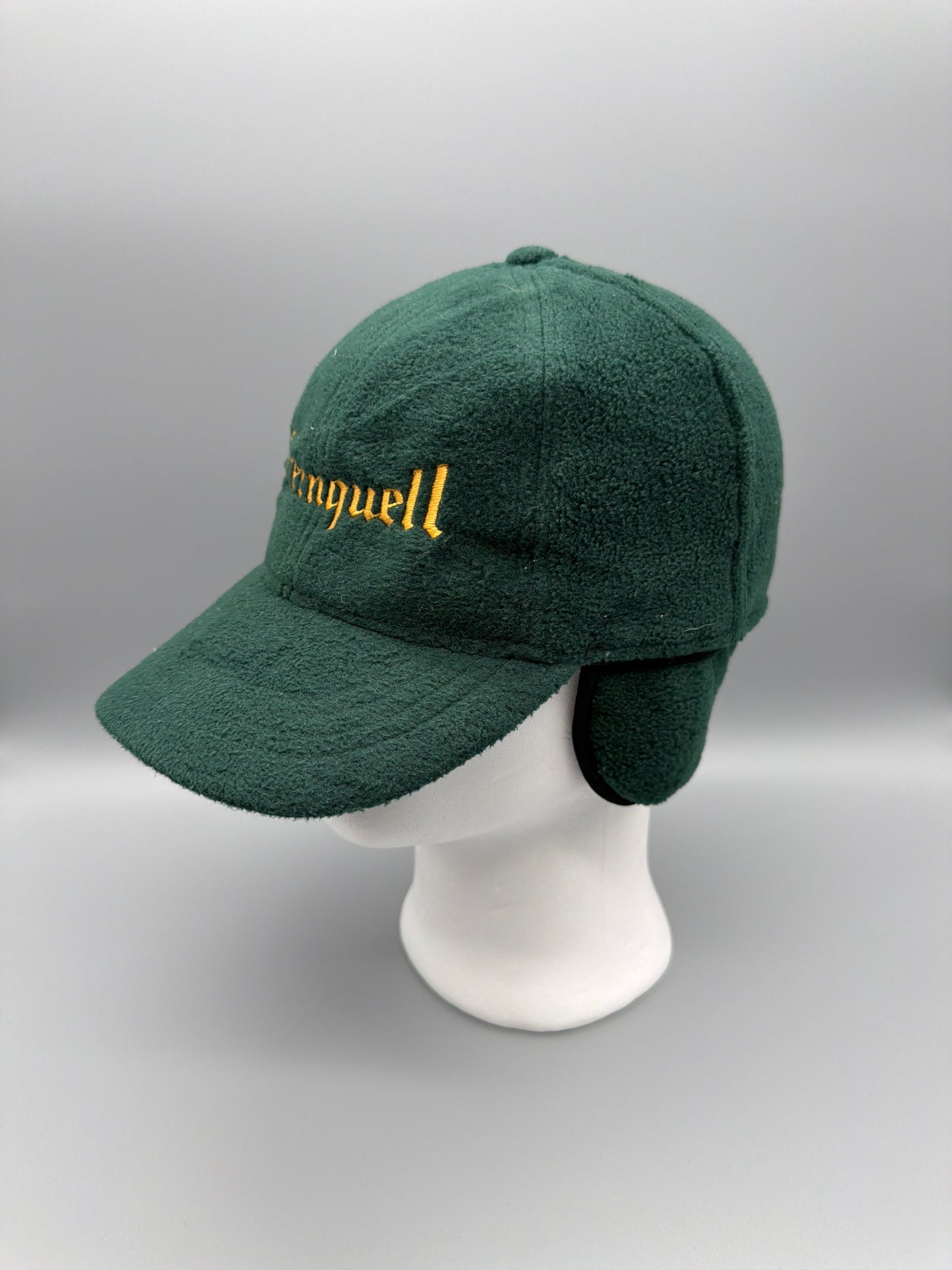 Vintage Sternquell Fleece Earflap Cap - Dark Green / Gold