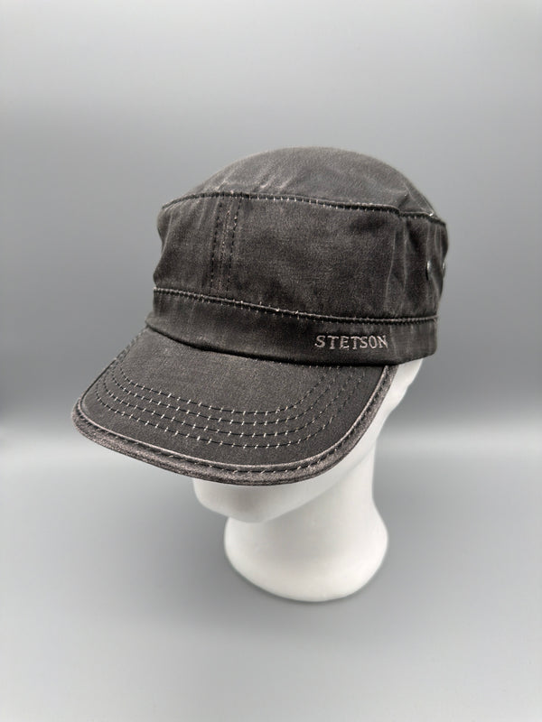 Stetson Vintage "Military Cadet" Field Cap - Washed Washed Charcoal Black
