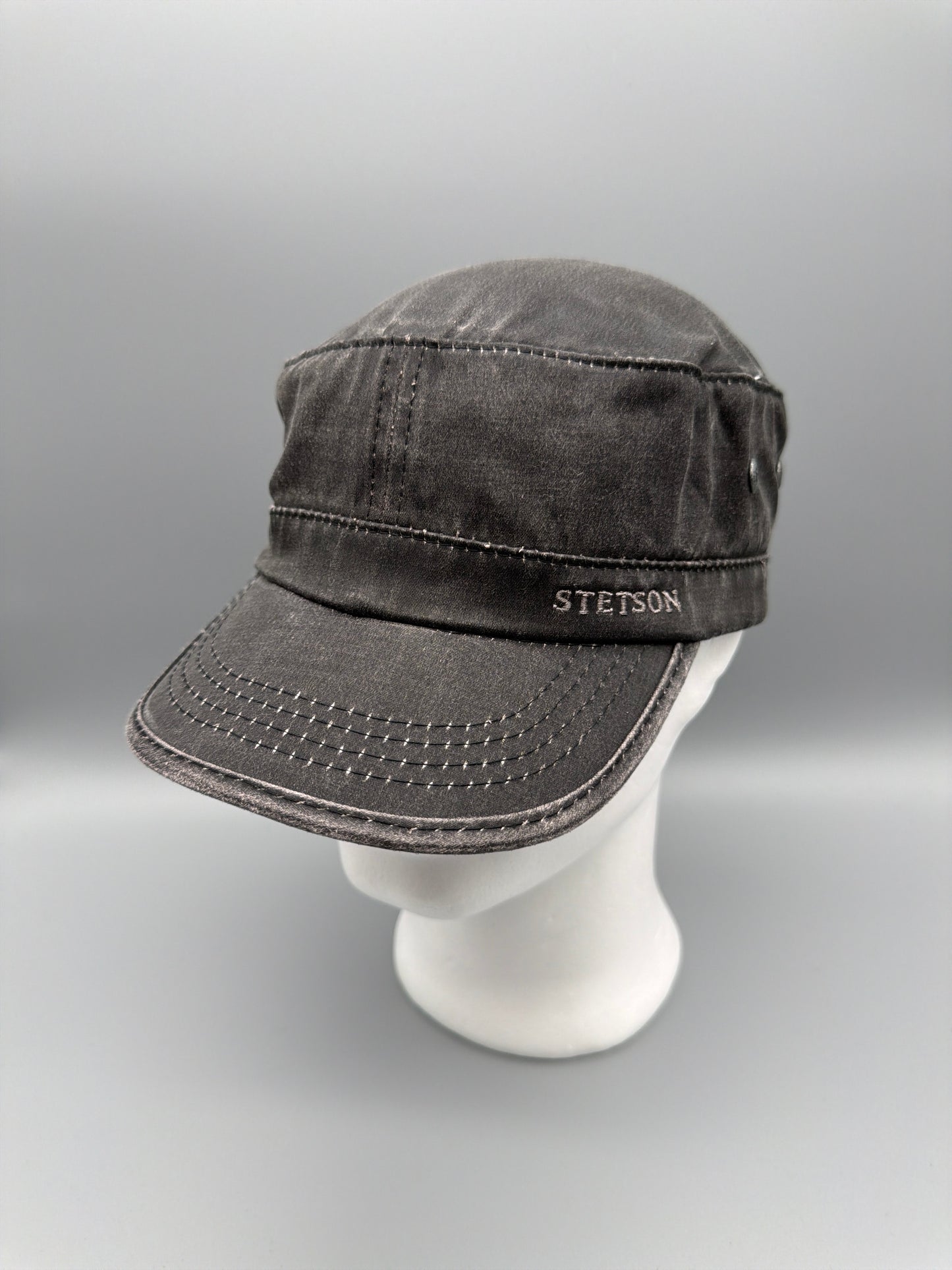 Stetson Vintage "Military Cadet" Field Cap - Washed Washed Charcoal Black